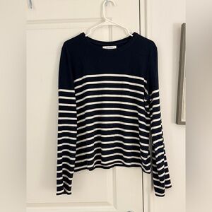 La Ligne Classic Navy and White Striped Top
